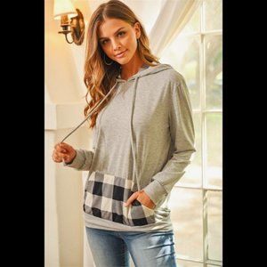 Plaid Pocket Contrast Hoodie